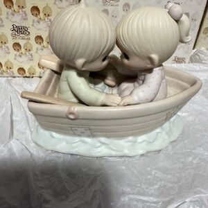 Precious Moments Cream and Tan Boat Figurine